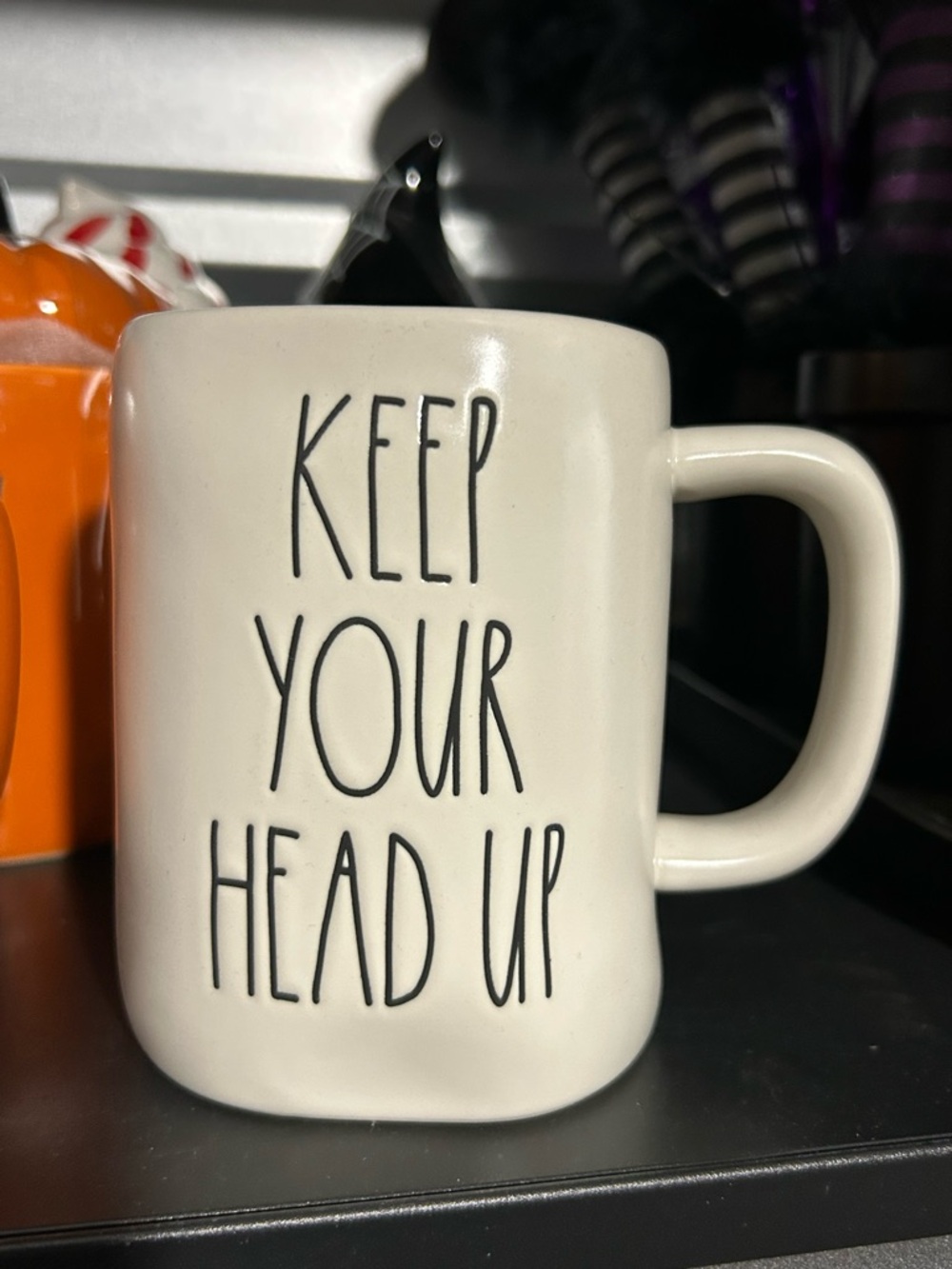Rae Dunn White Ceramic 'Keep Your Head Up' Mug